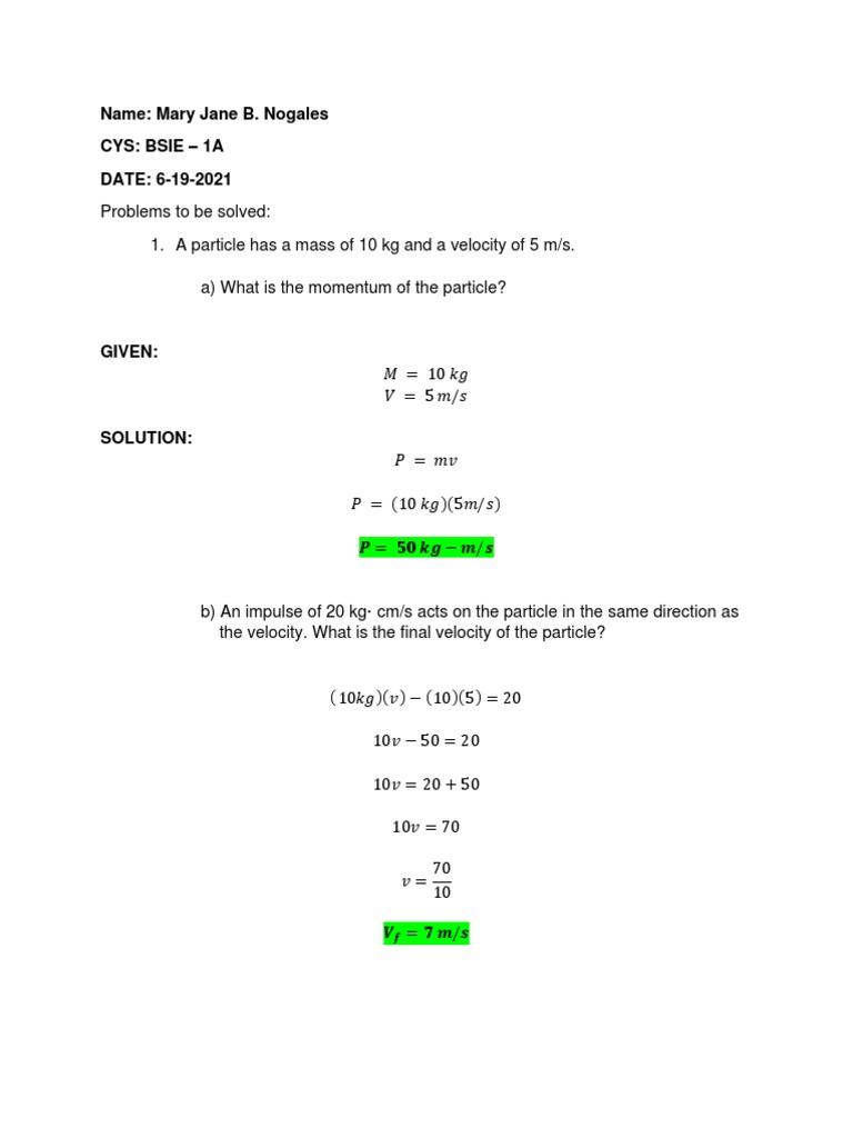 Impulse and Momentum Analysis | PDF | Momentum | Collision
