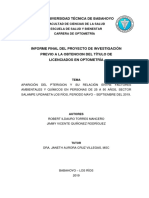 Aparición Del Pterigion y Su Relación Entre Factores