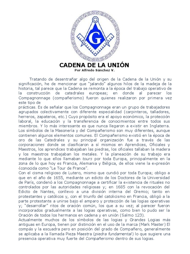La historia y significado de la Cadena de la Unión masónica PDF