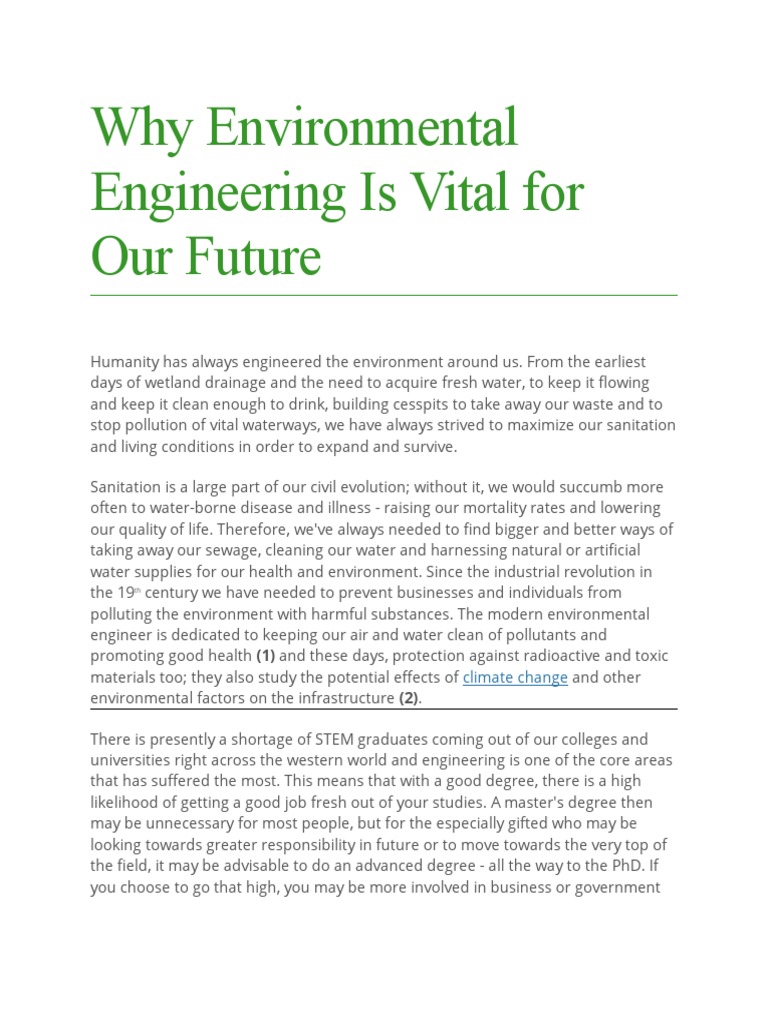 why environmental engineering college essay