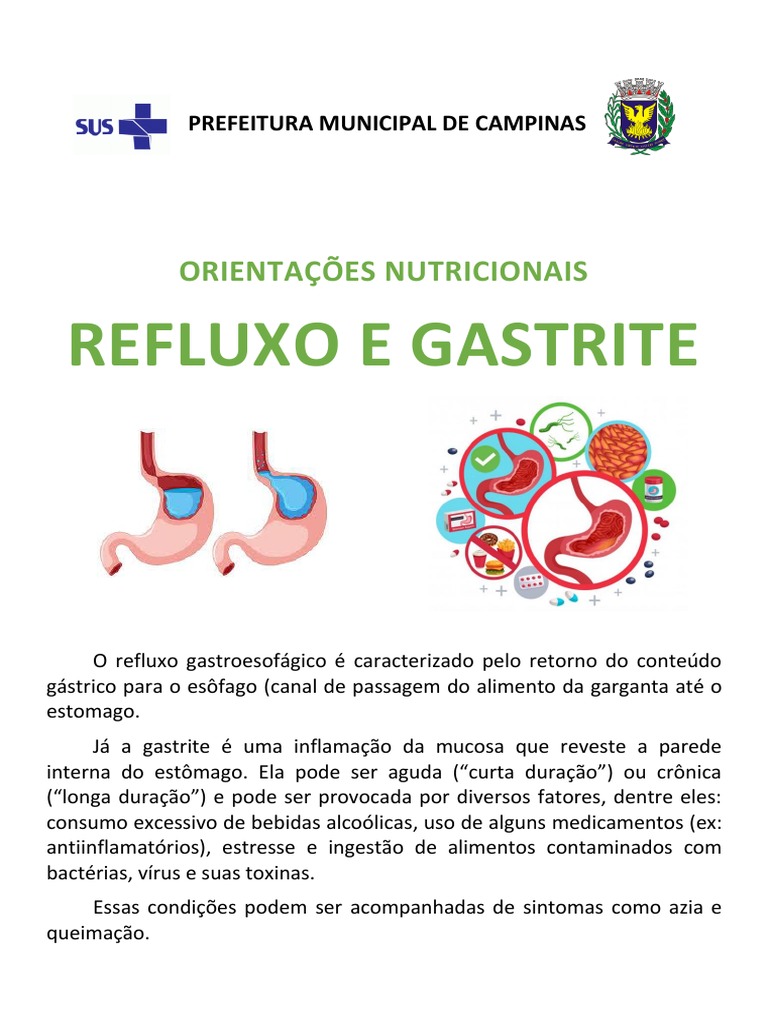 Orientacoes Nutricionais Refluxo e Gastrite | PDF | Doença do refluxo ...