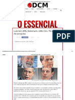 Lula tem 49%; Bolsonaro, 23%; Ciro, 7% e Doria 5, diz pesquisa
