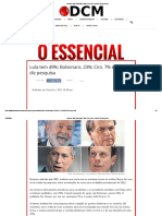 Lula Tem 49% Bolsonaro, 23% Ciro, 7% e Doria 5, Diz Pesquisa