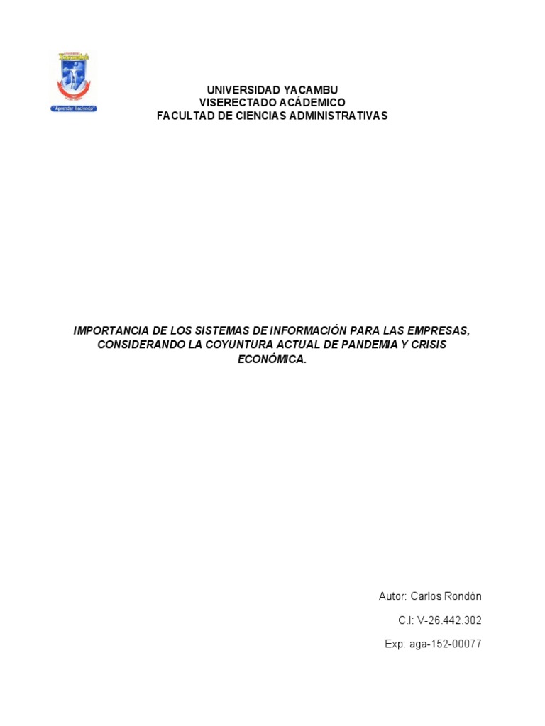 Importancia de Los Sistemas de Información en Las Empresas | PDF ...