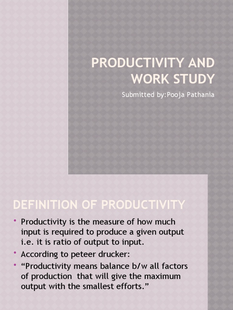 Productivity and Work Study | PDF | Business