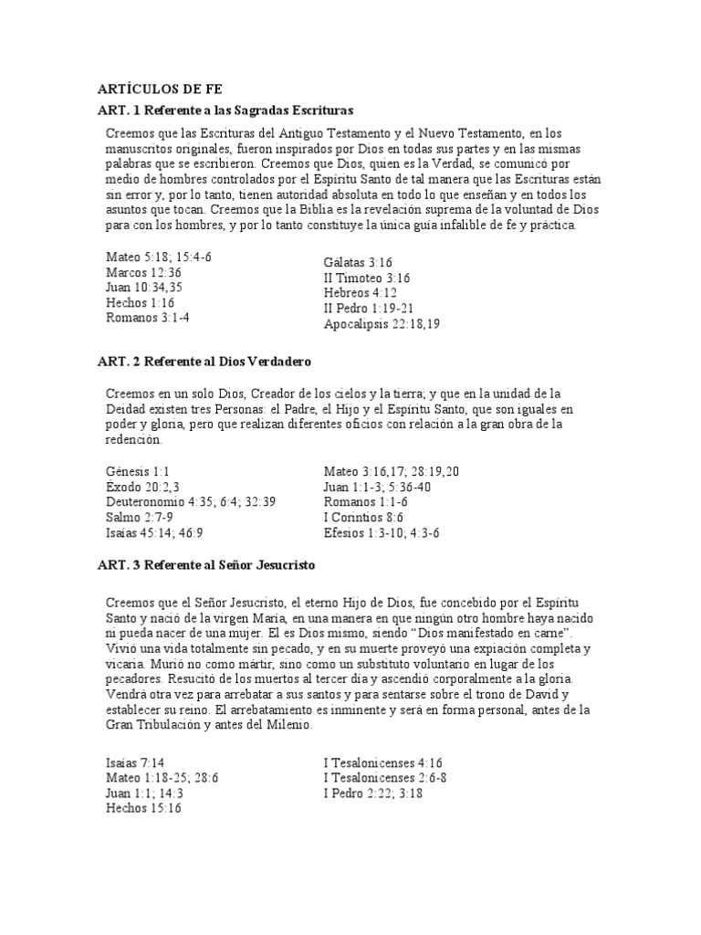 Articulos De Fe Pdf Biblia Espiritu Santo