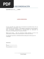 Carta de recomendacion personal