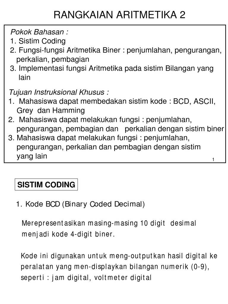 Sistem Kode BCD dan Aritmetika Biner | PDF