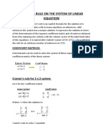 Cramer'S Rule On The System of Linear Equation: Coeeficient Matrices