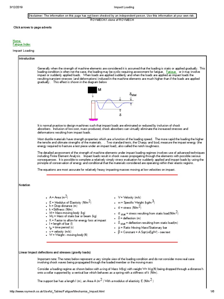 Impact Loading | PDF | Strength Of Materials | Stress (Mechanics)