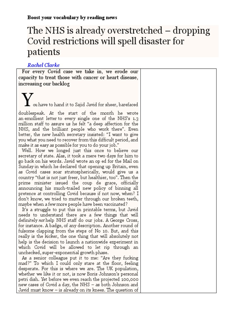 The NHS Is Already Overstretched - Dropping Covid Restrictions Will ...