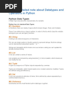 Write A Detailed Note About Datatypes and Operators in Python