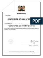 Certificate of Incorporation for Festolinee Company Limited