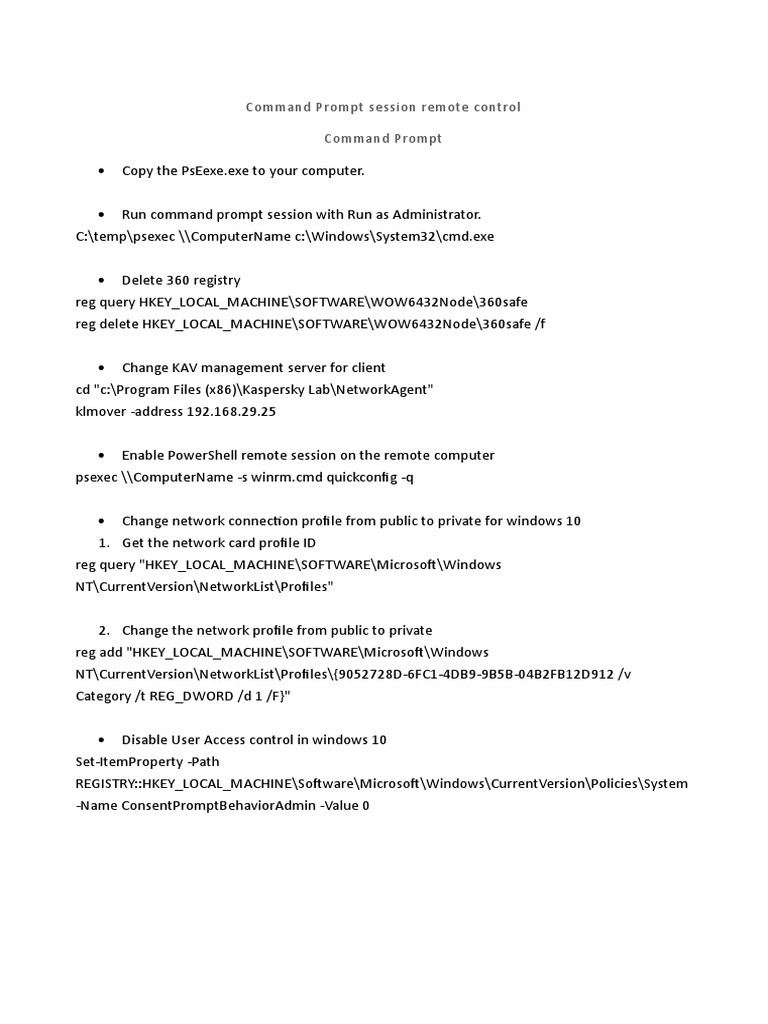 Remote Command Prompt Control Guide | PDF | Computers