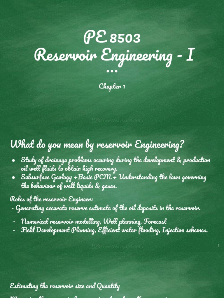 Reservoir Engineering 1 Unit 1 Pdf Wetting Petroleum Reservoir