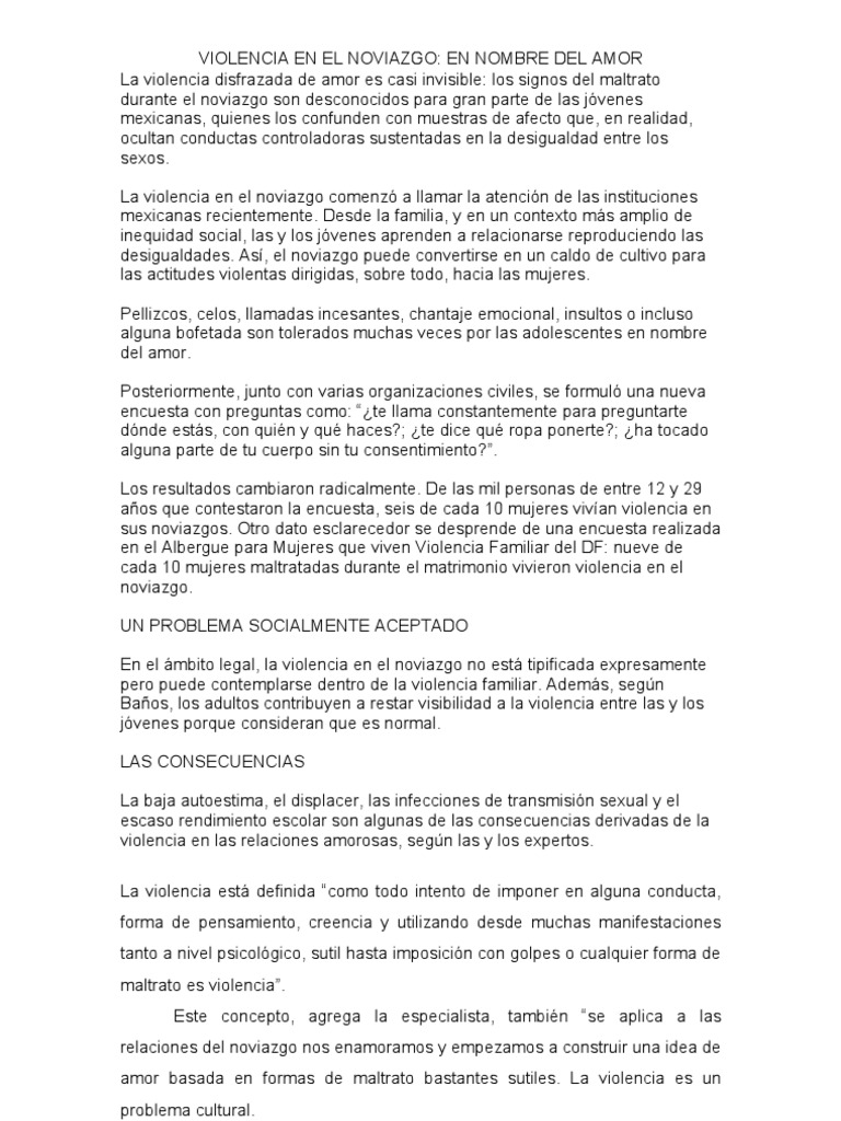 Violencia en El Noviazgo | PDF | Violencia | Amor