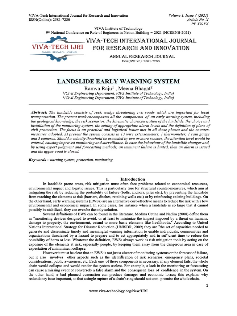 Landslide Early Warning System PDF Wireless Sensor Network Risk