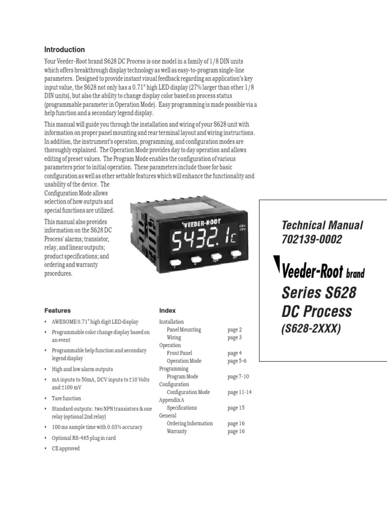VeederRoot S628 Manual and Wiring Guide PDF Parameter