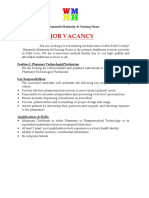 Job Vacancy Pharmtech and Ophthalmic Assit