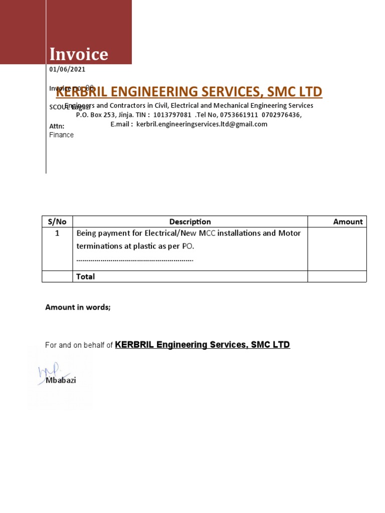 Engineering Invoice for SCOUL | PDF