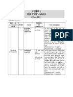 Course 1 Test Specifications Final Test