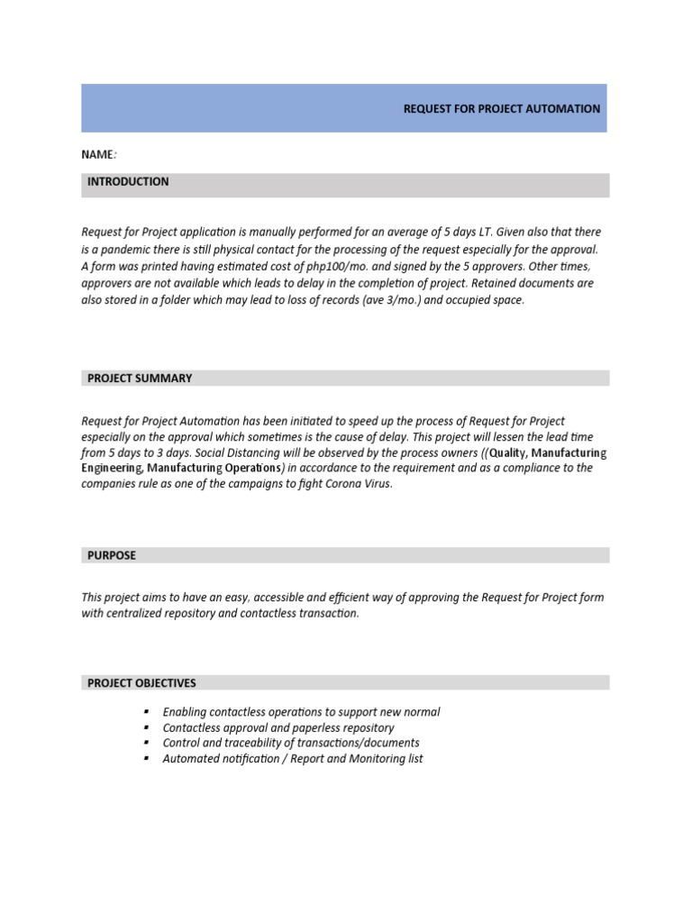 Project Automation Request Overview | PDF | Automation | Computer Science