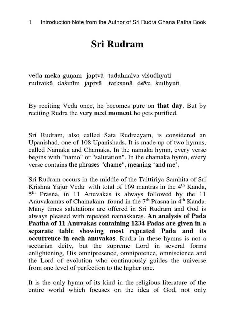 Sri Rudra Ghana Patha Overview | PDF | Shiva | Religious Books
