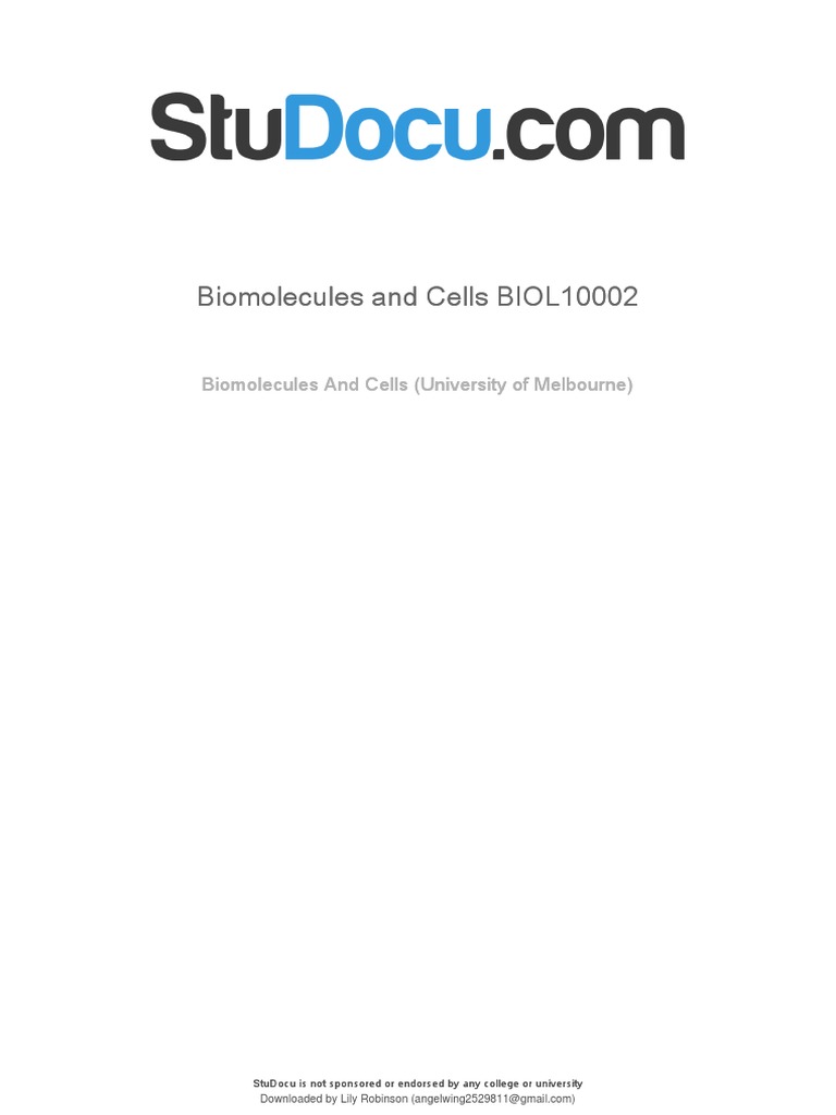 Biomolecules and Cells Biol10002 PDF Meiosis Heart