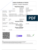 Registration Certificate of Vehicle: Issuing Authority: Kolhapur, Maharashtra