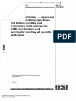 BS EN 1418-1998 Welding Personnel-Approval Testing of Welding Operators For Fusion Welding and Resistance Weld Setters For Fully Mechanized and Automatzic Welding of Metallic Materials