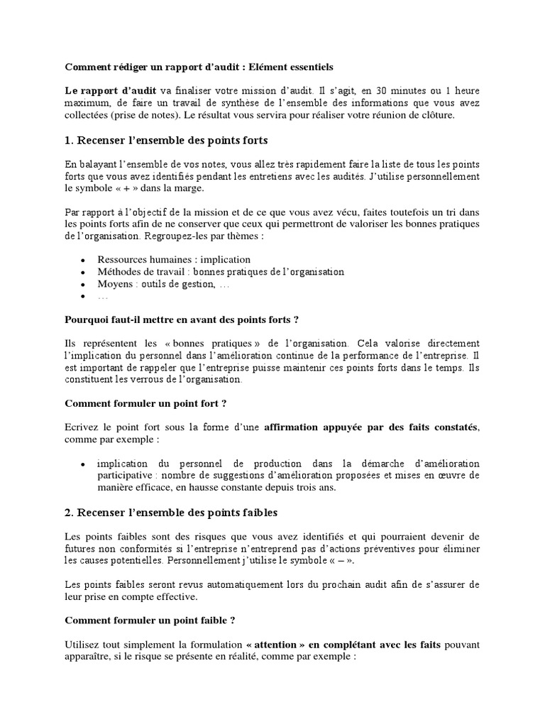 Rédiger un rapport d'audit efficace | PDF | Risque | Audit