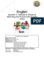 English: Quarter 4 - Module 2: (Week 2) Matching The Picture With Its Sight Word