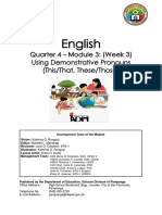 English: Quarter 4 - Module 3: (Week 3) Using Demonstrative Pronouns (This/That, These/Those)