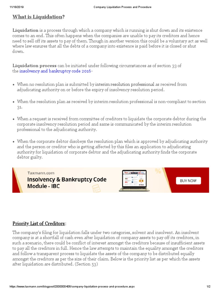 Company Liquidation Process Overview | PDF | Liquidation | Insolvency