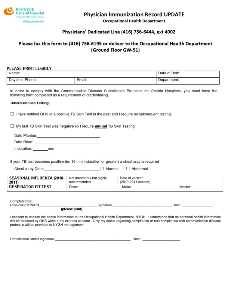 Physician Immunization Record Update | PDF