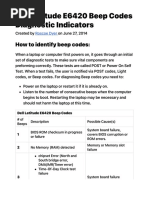 Dell Latitude E6420 Beep Codes Diagnostic Indicators
