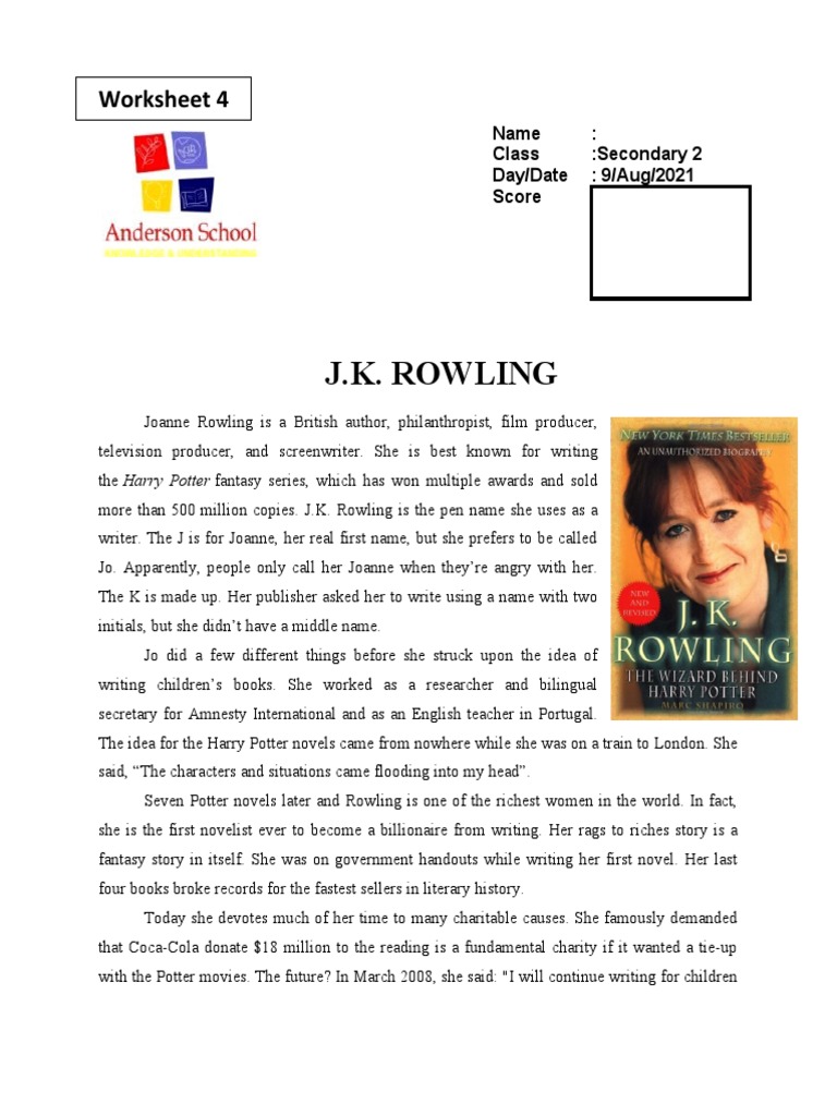 Descriptive Text Worksheet | PDF | J. K. Rowling | Writing