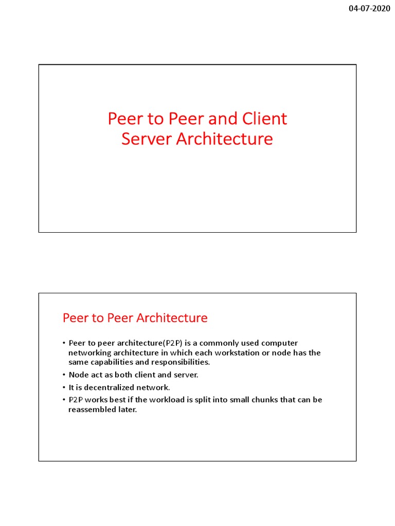 Peer To Peer and Client Server Architecture | PDF