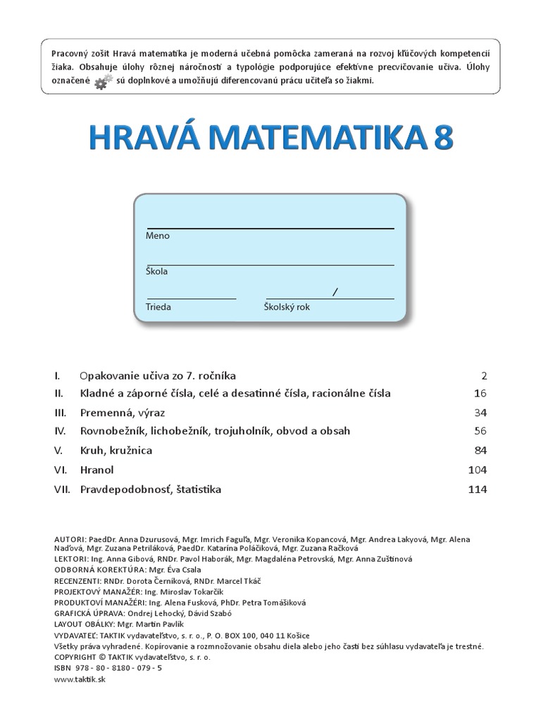Hravá Matematika 8 IŠVP - RIEŠENIA | PDF