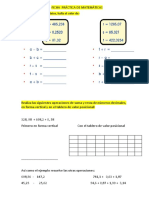Ficha Práctica de Matemáticas Suma Resta Decimales