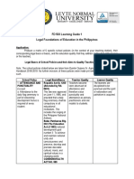 FD 503 Learning Guide 1 Legal Foundations of Education in The Philippines