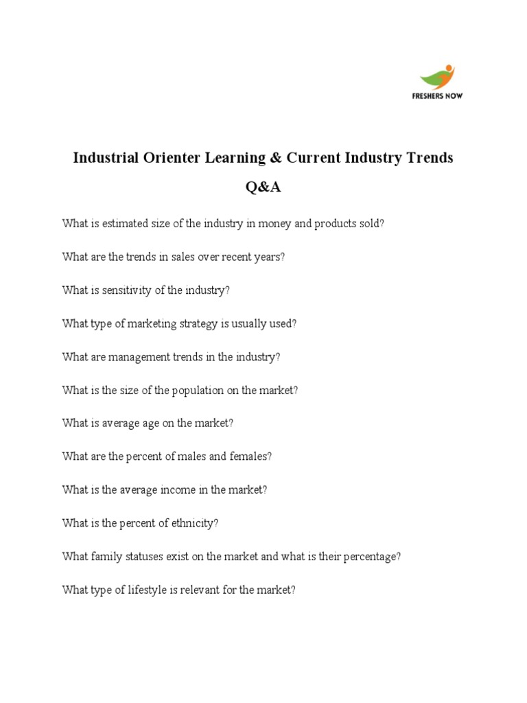 Industry Insights and Trends Q&A | PDF | Business | Finance & Money ...