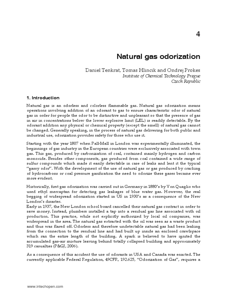 IntechNatural Gas Odorization PDF Odor Natural Gas