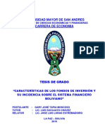 Universidad Mayor de San Andres Carrera de Economia: Facultad de Ciencias Economicas Y Financieras