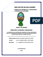 Universidad Mayor de San Andrés: Facultad de Ciencias Económicas Y Financieras Carrera de Economía