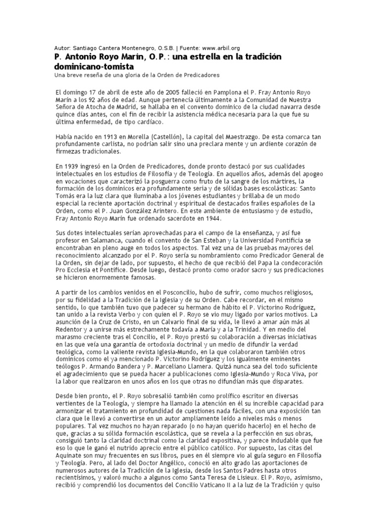 Antonio Royo Marín PDF Orden dominicana Divinidad (disciplina