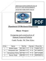 Department of Mechanical Engineering: Designing and Construction of Human Powered Vehicle Guide Faculty: MR Nitin Sehra