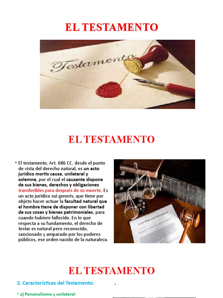 Características y Requisitos del Testamento | PDF | Voluntad y ...