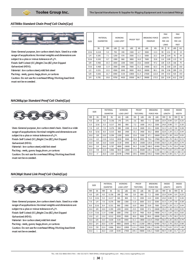 Low Carbon Steel Proof Coil Chains | PDF | Engineering Tolerance | Steel