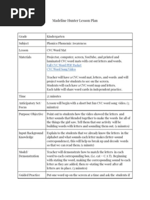 madeline hunter lesson plan